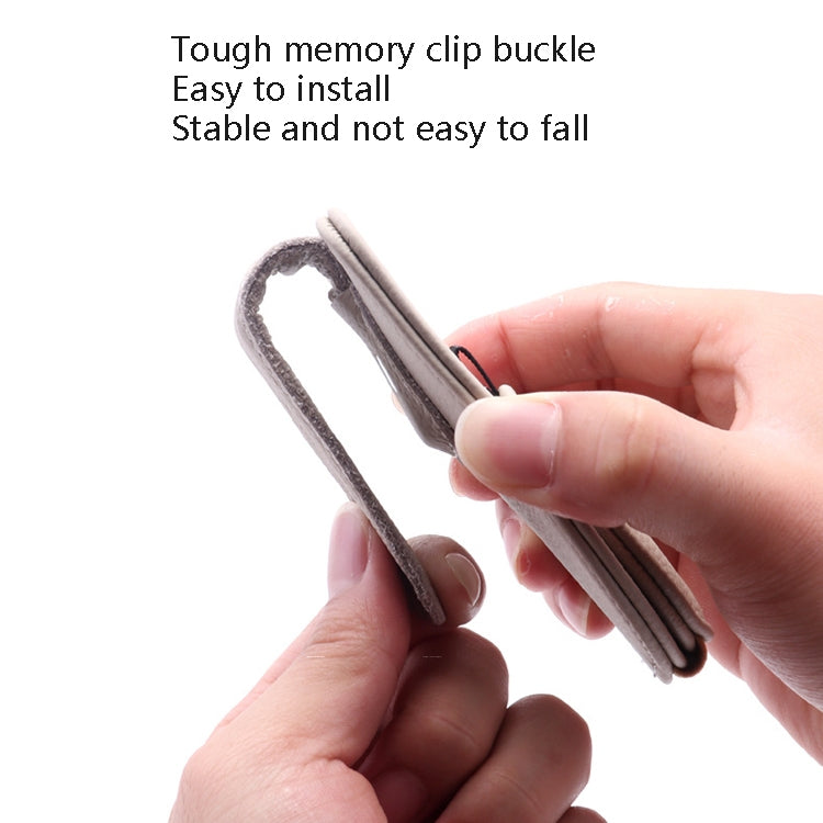 Dark gray PU car sun visor glasses clip being attached to a visor