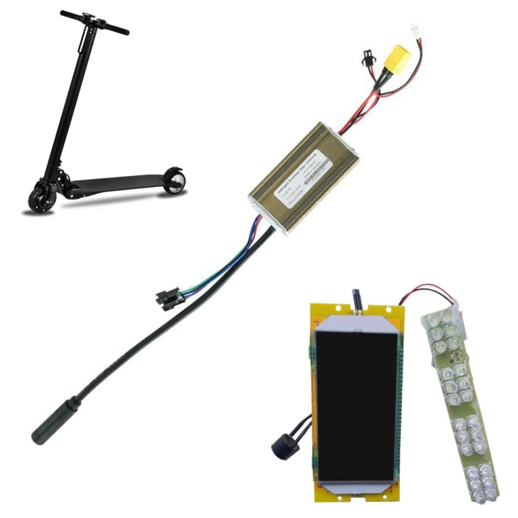 Electric scooter LED controller and display replacement set with wiring harness
