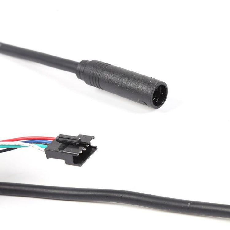 Electric scooter display cable with wire connectors and black plug ends