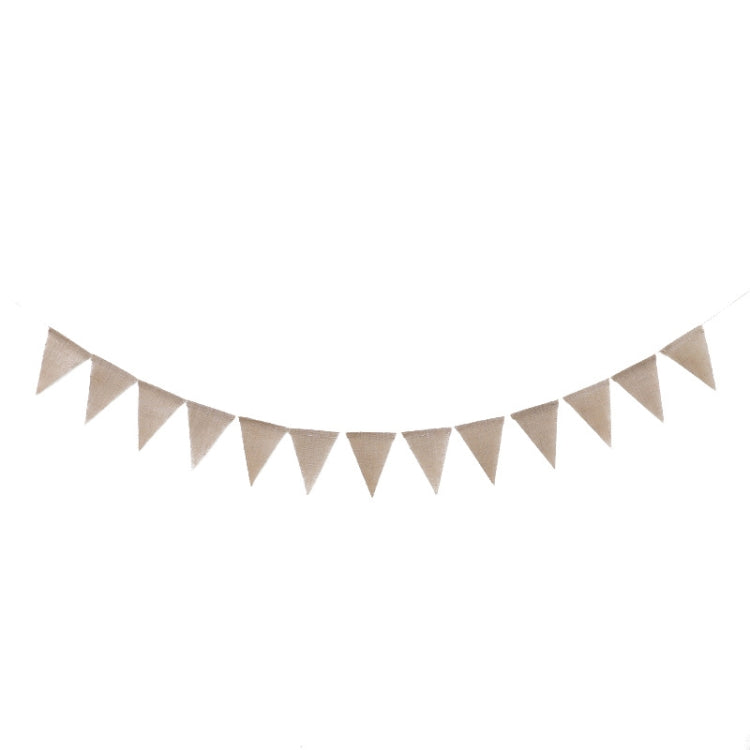 Burlap triangle birthday flags bunting, unlettered neutral beige triangles