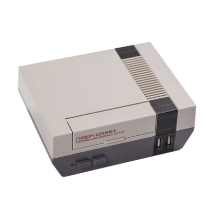 Retro game-style Raspberry Pi case with front USB ports and power/reset buttons