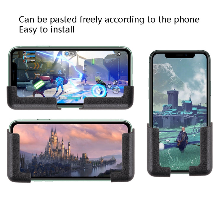 Car phone holder set showing landscape and portrait fit, black U-clips