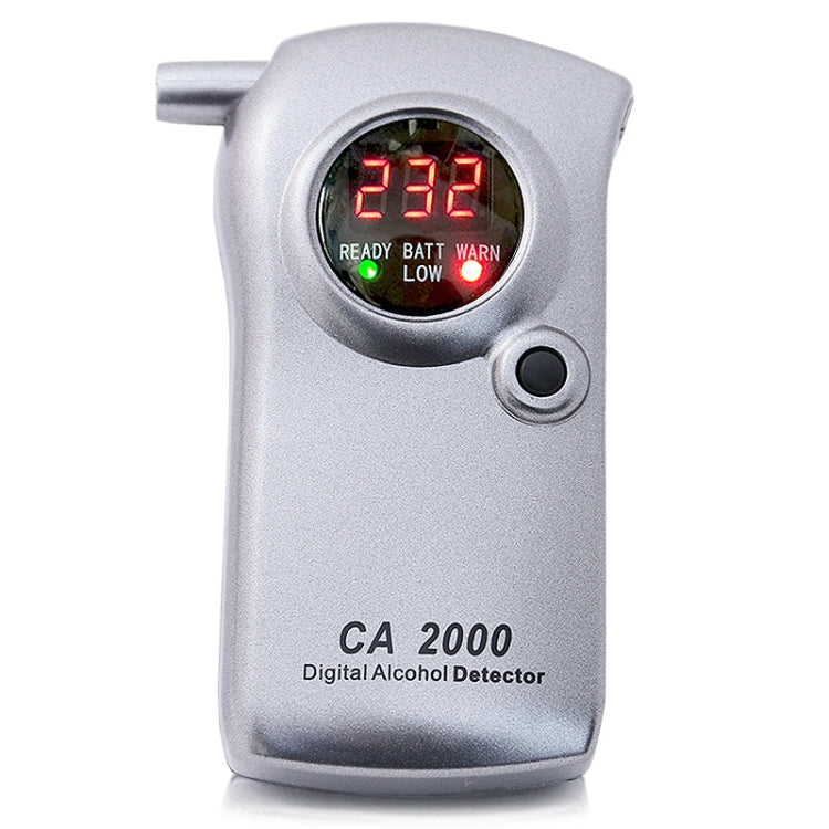 Handheld digital alcohol detector with LED display and battery status lights