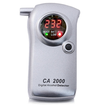 Handheld digital alcohol detector with LED display and battery status lights