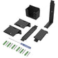 Black wall hook kit with controller brackets, screws, and screwdriver
