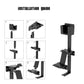 Black controller wall bracket with step-by-step installation layout