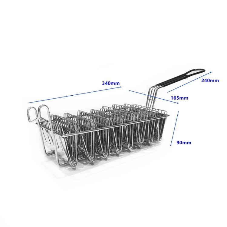 Stainless steel V-shaping fried basket with long handle and loop grips
