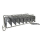 Stainless steel V-shaping rack with multiple taco-mold sections and handle