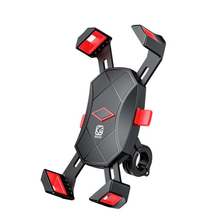 Shockproof bike or motorcycle phone mount with four-claw holder, dark gray and red