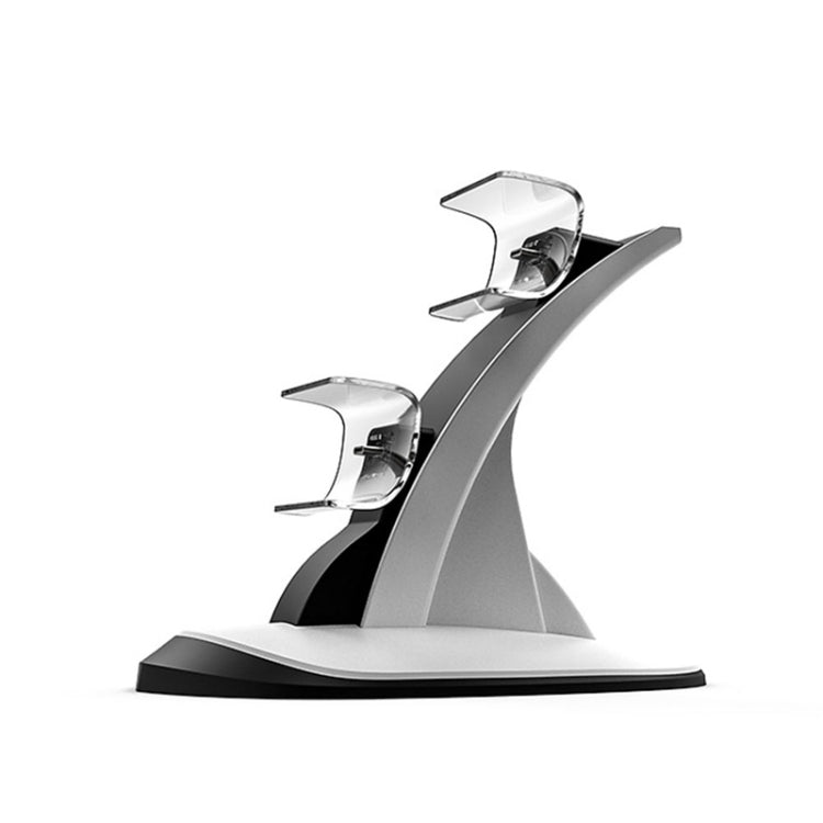 Aircraft-themed PS5 charging stand with two clear cradle supports and black charging pads