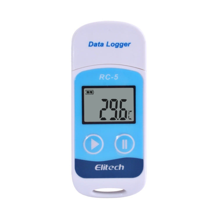 USB temperature data logger, white/blue, LCD screen, Elitech RC-5