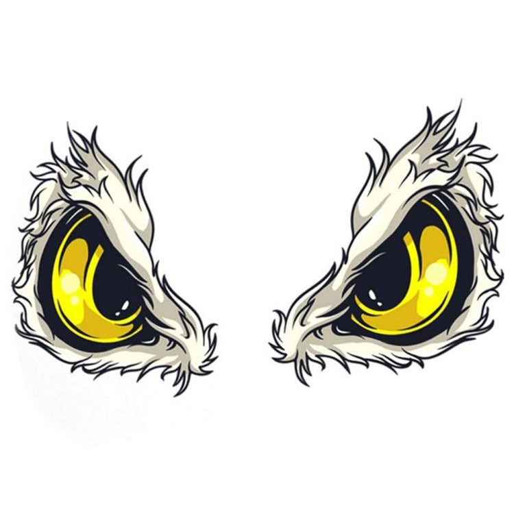 Car eye decal sticker set: winged yellow flame eyes illustration, 2-piece