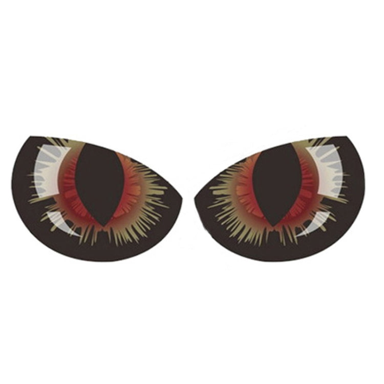 Car eye decal sticker: brown-red iris eyes with white eyelashes, 2-piece