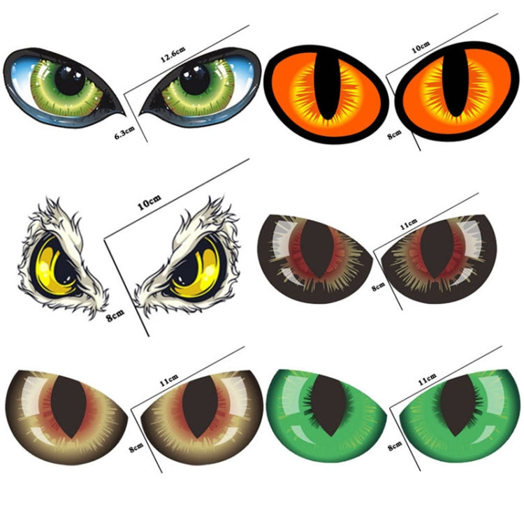 Car eye decal sticker sheet with size guides for multiple eye designs