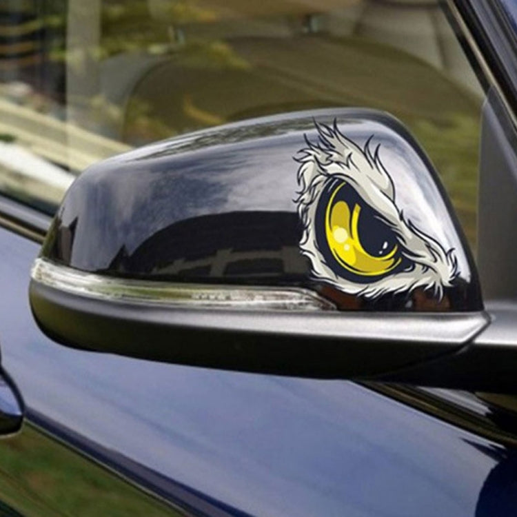 Winged yellow-eye car mirror decal sticker on side mirror
