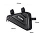 Black hard-shell bicycle triangle bag with front panel, top straps, and side zip