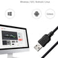 Black wired barcode scanner with USB cable and system compatibility ports