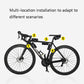 Bicycle saddle tool bag installed on a bike with indicated mounting positions
