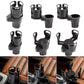 Car cup rack with dual cup holder and bottle cup base, shown in multiple angles