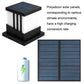 Solar column head lamp with square panel on top, white diffuser, black base