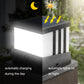 Outdoor solar column lamp with frosted white diffuser and bright light at night