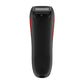 Back view of wireless barcode scanner with black body and red trim at the edge.