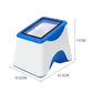 White and blue QR code scanning box, top window and curved front stand