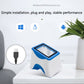 White QR code scanning box with blue top window and front hand rest
