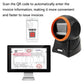 NETUM barcode QR desktop scanner with orange ring scanning a QR code for invoices