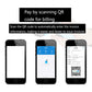 Smartphones displaying QR code billing screens with scannable barcode prompts
