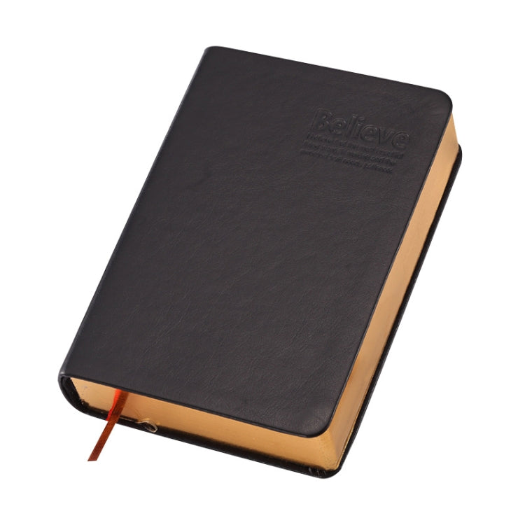 A5 diary notebook with black cover, rounded corners, embossed logo