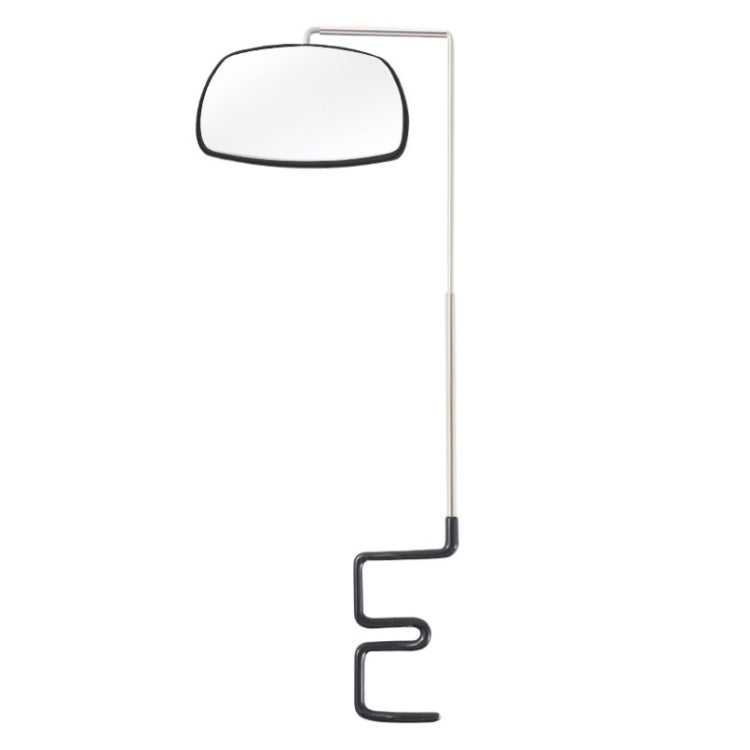 Helmet mini rearview mirror with flat oval glass and adjustable arm