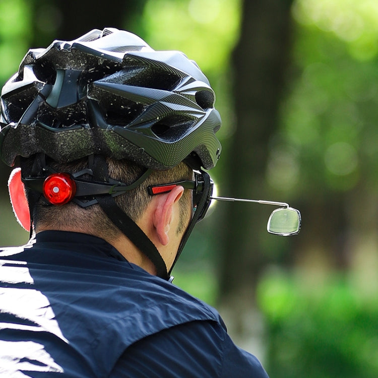 Bicycle helmet with mini rearview mirror extending from side bracket