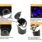 Mini car ashtray and cover with built-in lamp, chrome inner cup