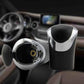 Mini car ashtray with open lamp cup and hinged cover on dashboard