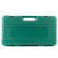 Green plastic tool case for hex socket wrench set with carry handle cutout