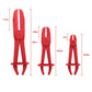 Red nylon hose clamp pliers shown in three views with size markers