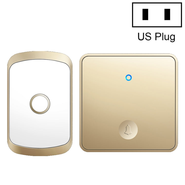 Gold self-generating wireless doorbell button and receiver, US plug