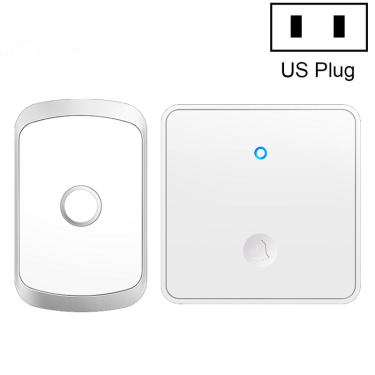 White self-generating wireless doorbell button and receiver, US plug