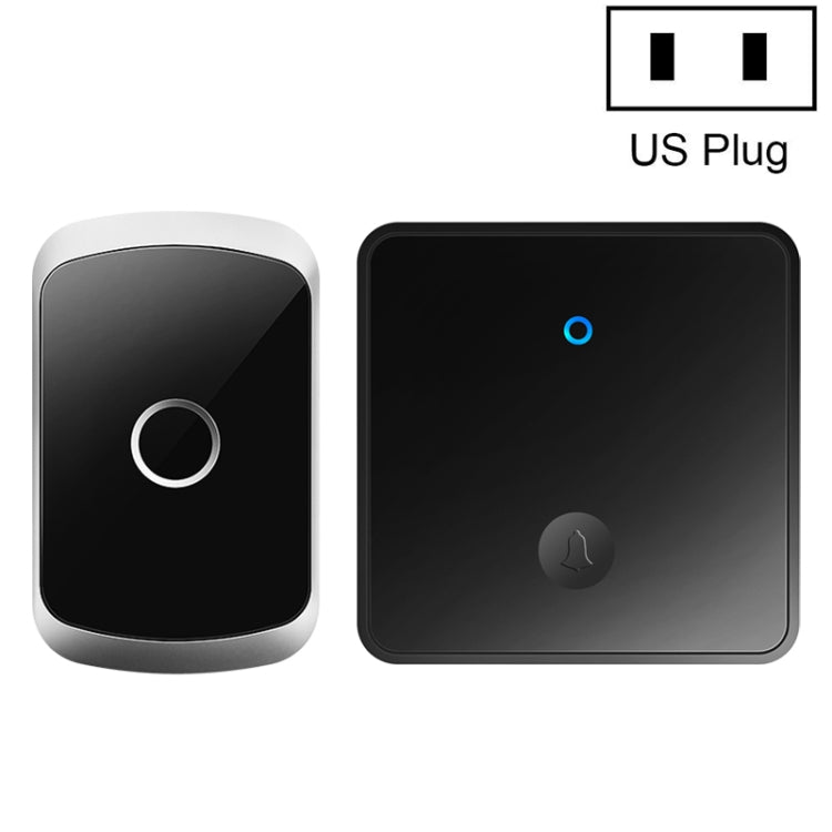 Black self-generating wireless doorbell button and receiver, US plug
