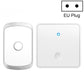 White self-generating wireless doorbell button and receiver, EU plug