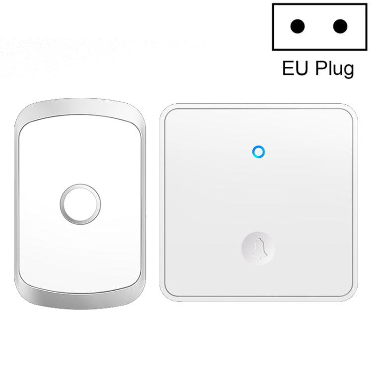 White self-generating wireless doorbell button and receiver, EU plug