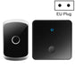 Black self-generating wireless doorbell button and receiver, EU plug