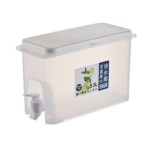 3.5L rectangular cold water bottle with spigot faucet, translucent container and white lid