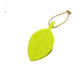 Lime green silicone leaf door stop with beige anti-pinch cord loop