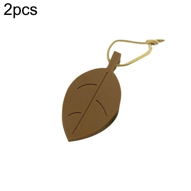 Silicone leaf door stop, anti-pinch door crash pad, set of 2, brown
