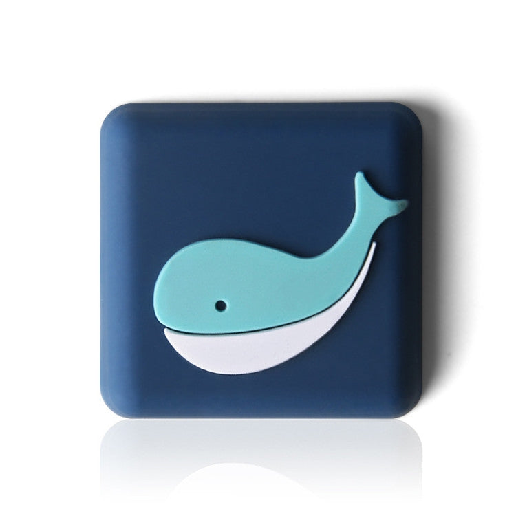 Navy square silicone door-handle crash pad with teal whale graphic