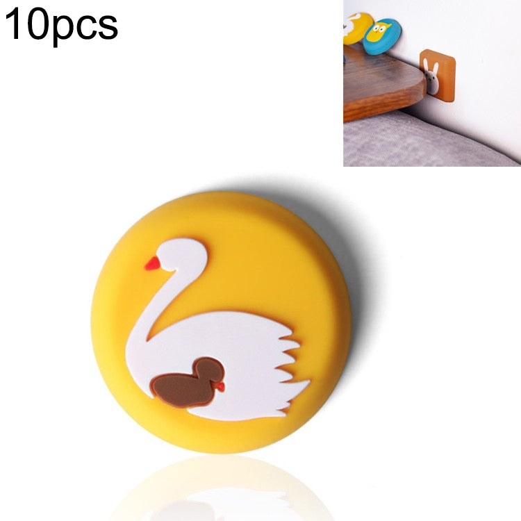 Yellow round silicone wall pad with white bird face icon