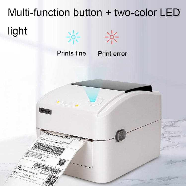 Thermal label printer with multi-function buttons and indicator lights on top