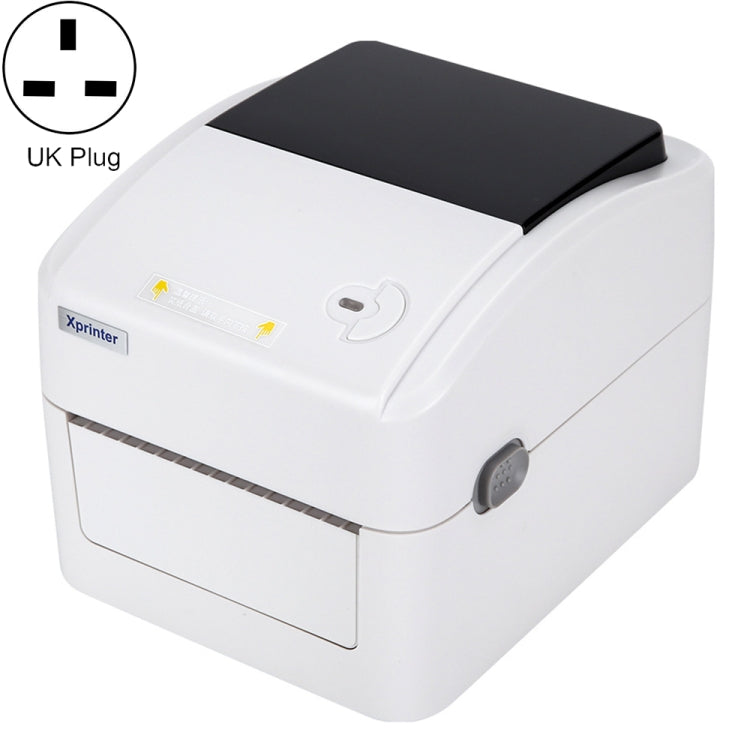 Xprinter thermal label printer, white, with BT wireless and UK plug